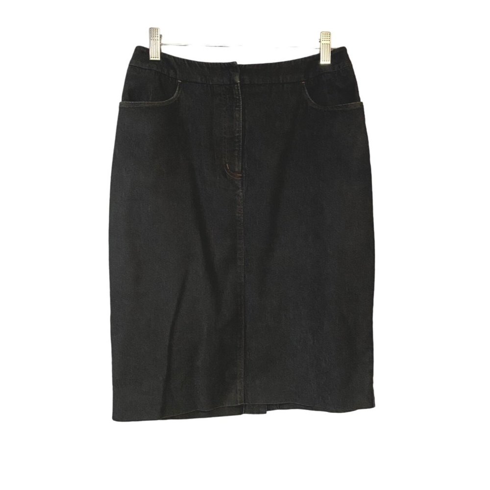 Halogen Women's Denim Skirt Dark Wash Size 6 Pencil Back Slit